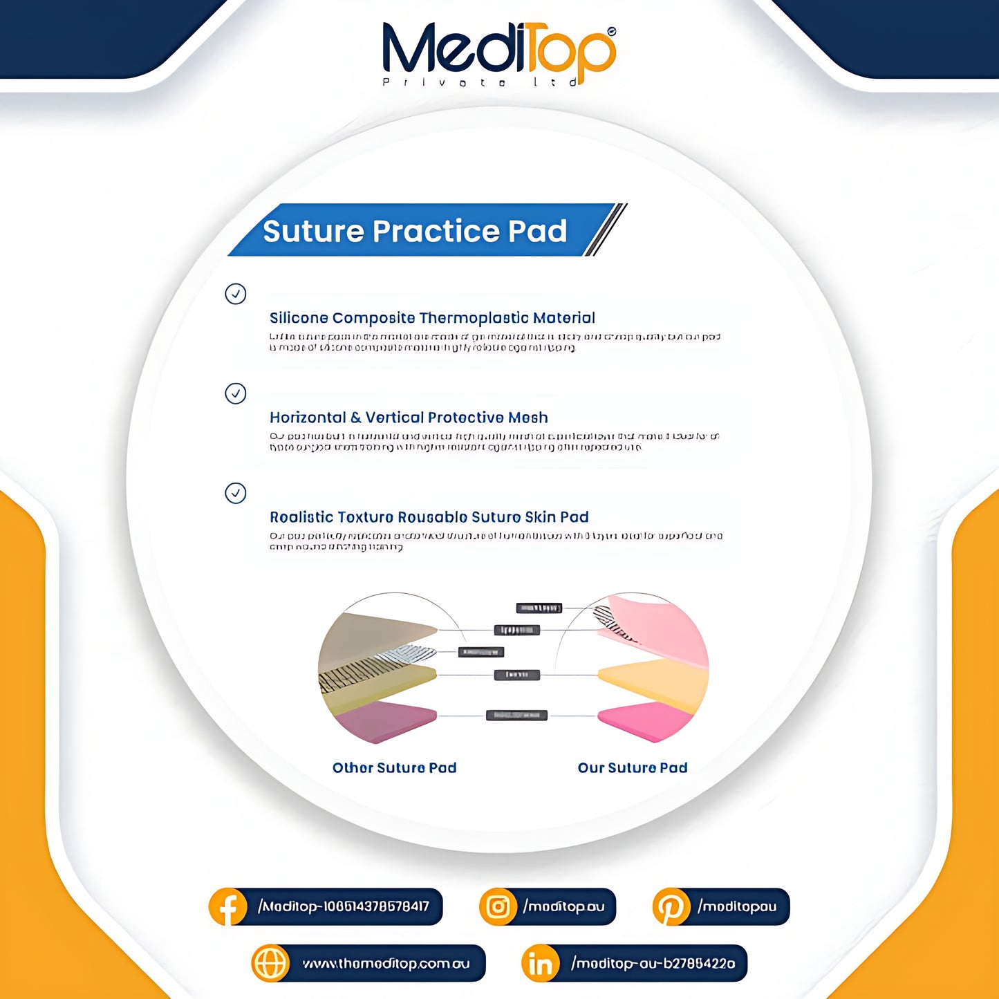 Neuro Surgery Suture Practice Pad โ 3-Layer Human Skin Model (12mm) for Medical & Veterinary Training