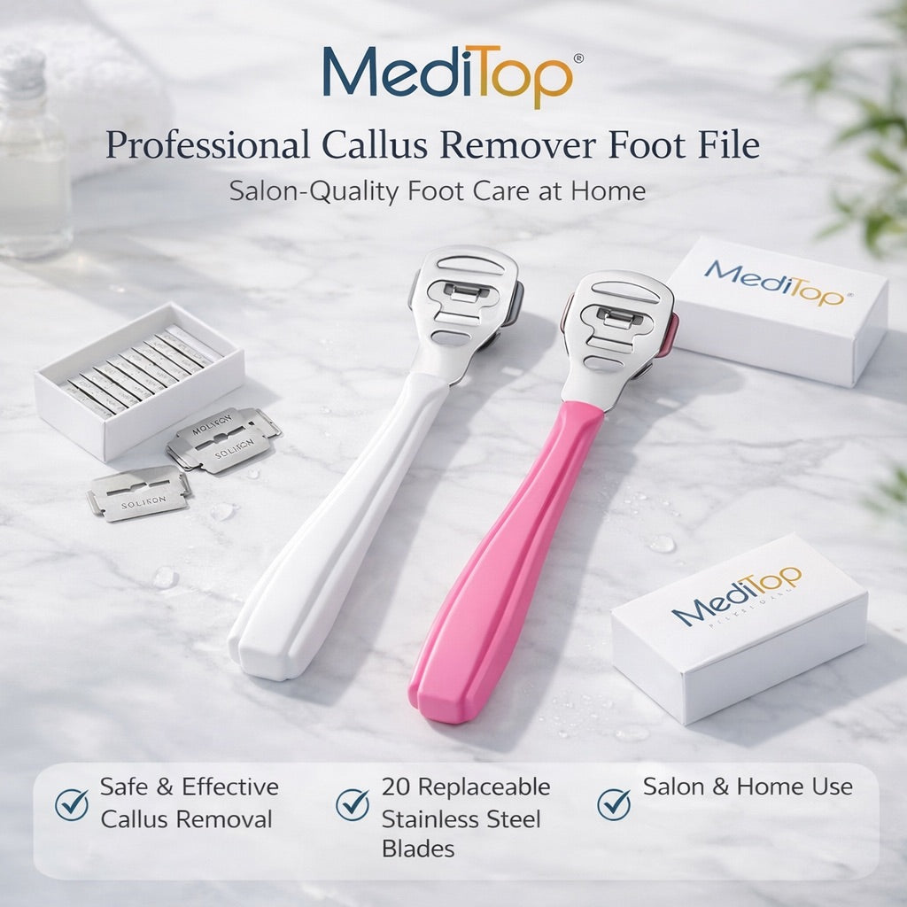 Meditop Callus Remover Foot File – Pedicure Tool with 20 Blades
