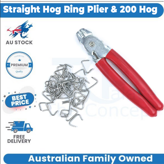 Upholstery Hog Ring Pliers Kit – Straight Hog Ring Plier + 200 Galvanised Hog Rings | Car Seat Repair