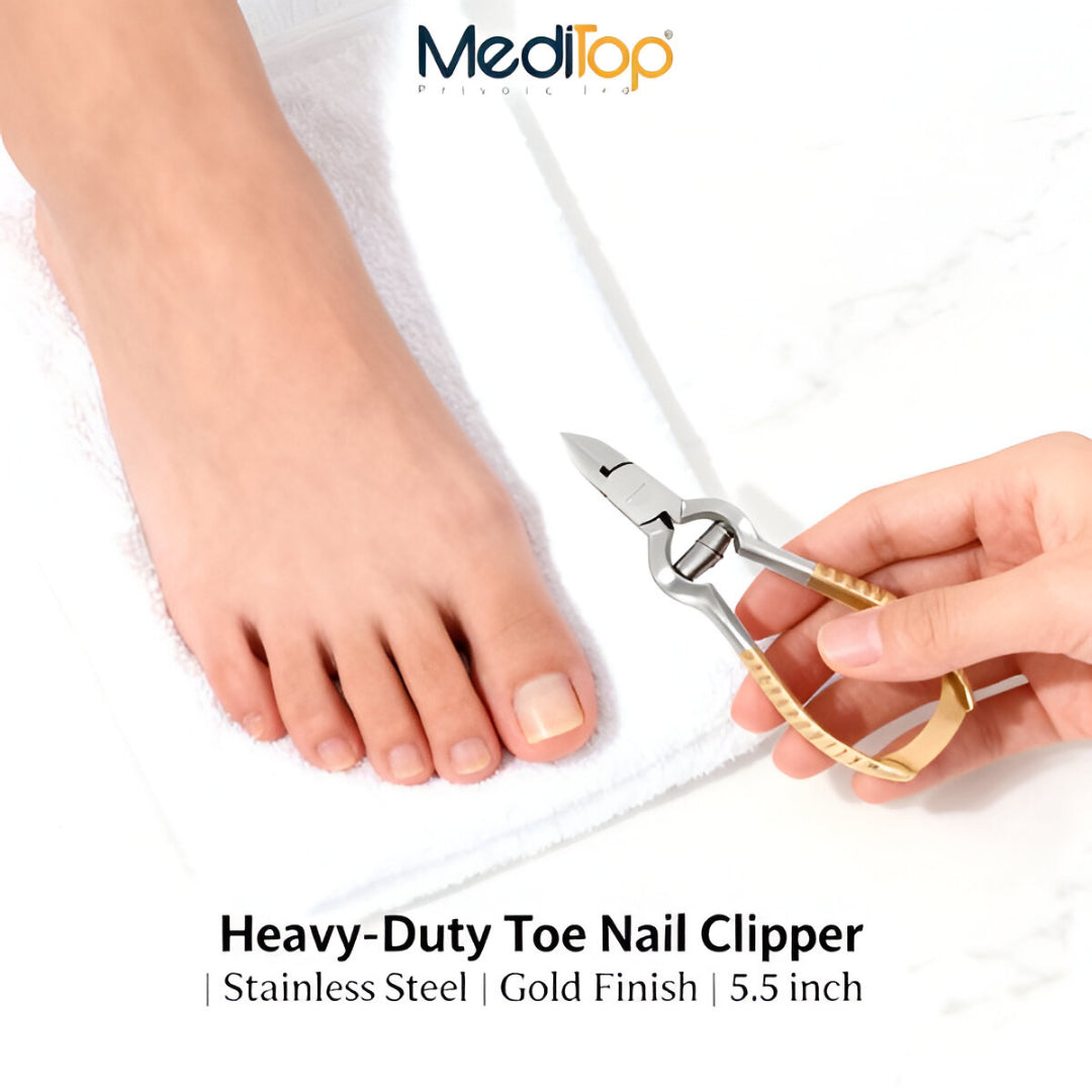 Heavy-Duty Toe Nail Clipper (5.5”) – Premium Stainless Steel with Gold Grip