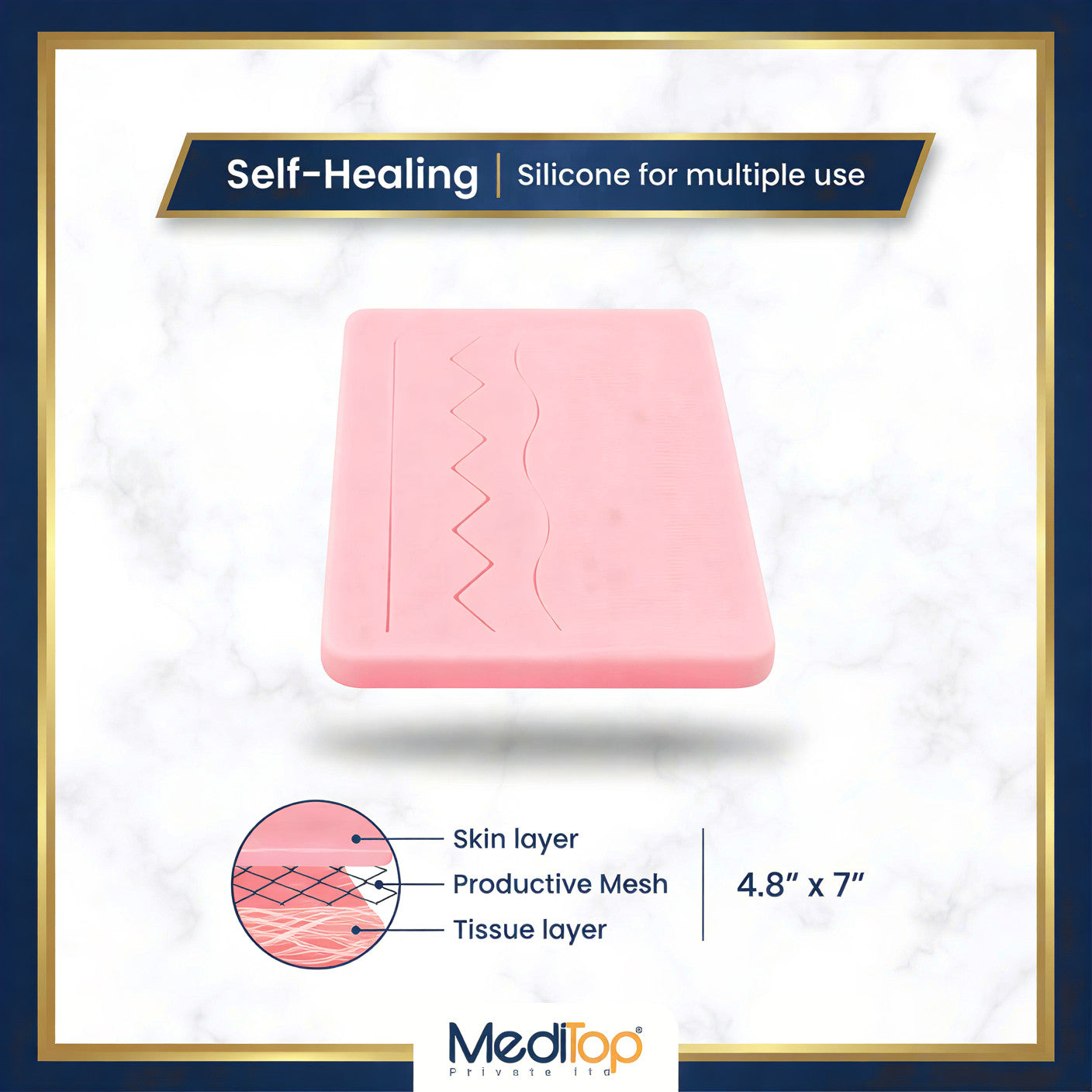 Gynecology Suture Practice Pad – Realistic 3-Layer Human Skin Silicone Model for Medical & Vet Students
