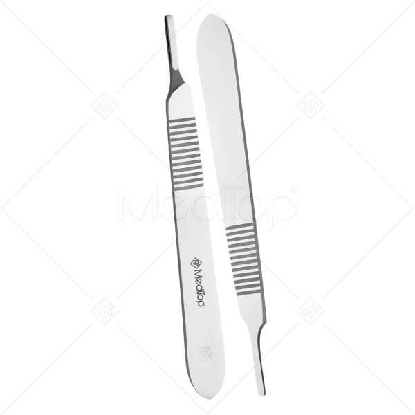 Meditop Surgical Scalpel Handle No. 3 with Sterile Blades (#10, #11, #12, #15) | Stainless Steel Reusable Handle