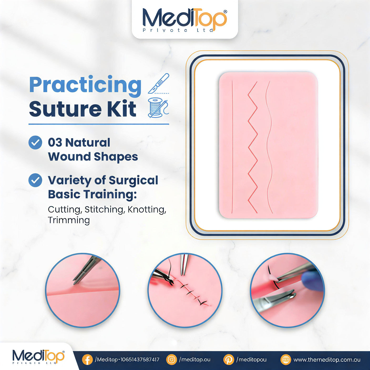 Gynecology Suture Practice Pad – Realistic 3-Layer Human Skin Silicone Model for Medical & Vet Students