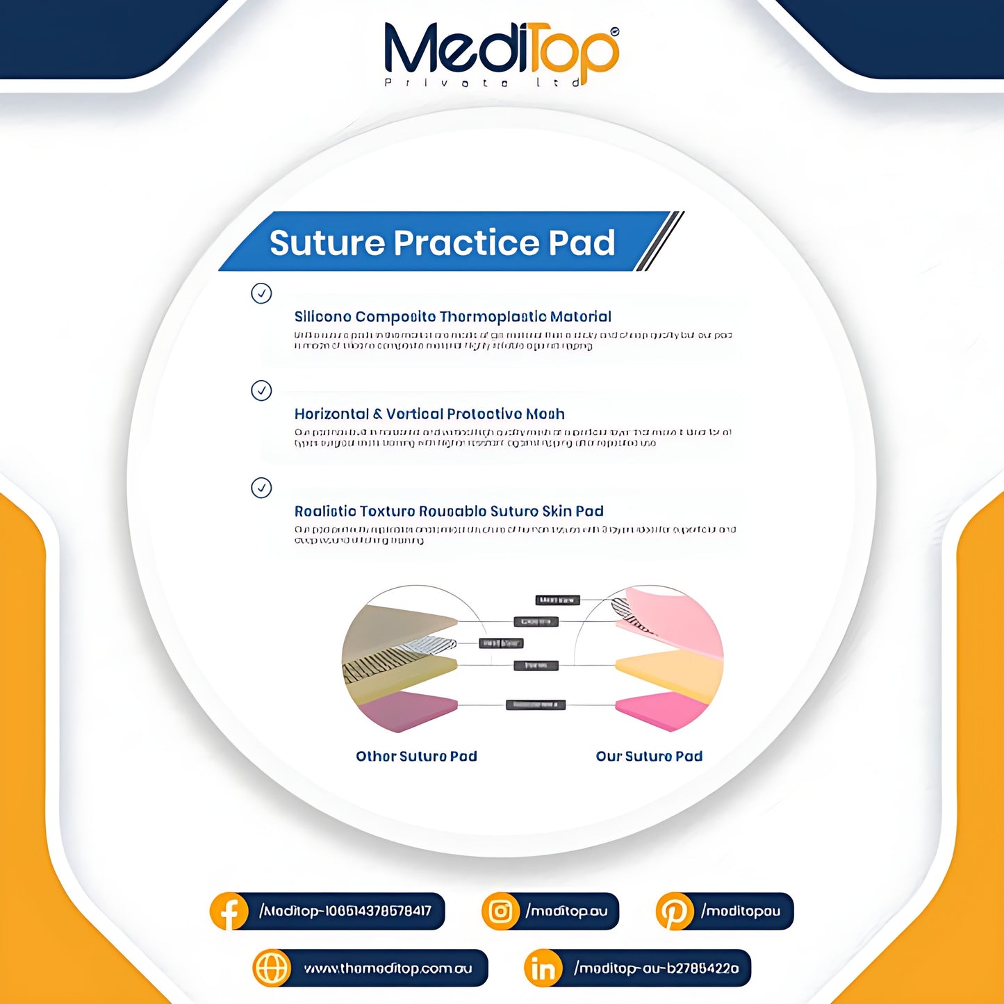 Ear Model Suture Practice Pad – 3-Layer Human Skin Silicone Training Pad for Medical & Vet Students | AU Stock