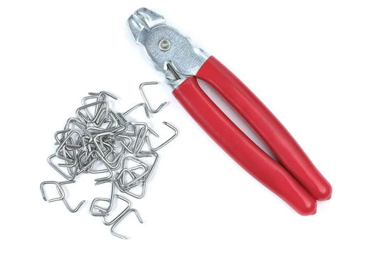 Upholstery Hog Ring Pliers Kit – Straight Hog Ring Plier + 200 Galvanised Hog Rings | Car Seat Repair
