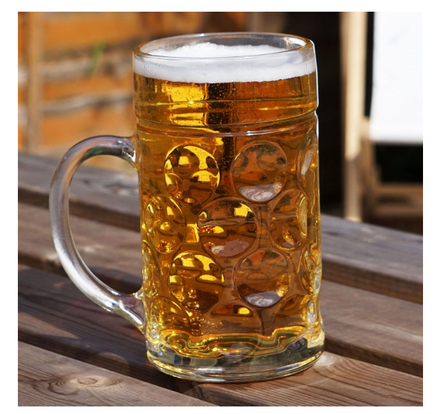 German Beer Stein Mug 1L | Large Dimpled Glass Tankard with Handle | Holds 2 Pints | Dishwasher Safe